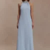 Abeda Cotton Maxi Dress With Hardware – Pale Blue
