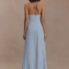 Abeda Cotton Maxi Dress With Hardware – Pale Blue