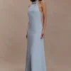 Abeda Cotton Maxi Dress With Hardware – Pale Blue