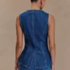 Abel Denim Button Up Top – Dark Blue Abel Denim Button Up Top – Dark Blue