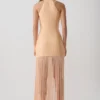 Abigail V Neck Fringe Maxi Dress – Orange