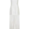Abigail V Neck Fringe Maxi Dress – White