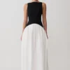 Acacia Contrast Sleeveless Maxi Dress – Black/White