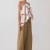 Adelaide Draped Satin Halter Top – Chain Print