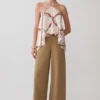 Adelaide Draped Satin Halter Top – Chain Print