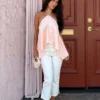 Adelaide Draped Satin Halter Top – Peach