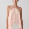 Adelaide Draped Satin Halter Top – Peach