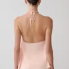 Adelaide Draped Satin Halter Top – Peach