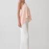Adelaide Draped Satin Halter Top – Peach
