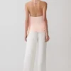 Adelaide Draped Satin Halter Top – Peach