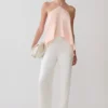 Adelaide Draped Satin Halter Top – Peach