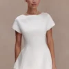Adeline Short Sleeve Satin Top – White