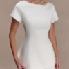 Adeline Short Sleeve Satin Top – White