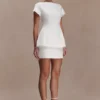 Adeline Short Sleeve Satin Top – White