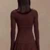 Adena Pointelle Knit Mini Dress – Chocolate
