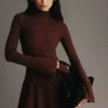 Adena Pointelle Knit Mini Dress – Chocolate