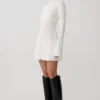 Adena Pointelle Knit Mini Dress – Ivory