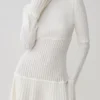 Adena Pointelle Knit Mini Dress – Ivory