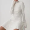 Adena Pointelle Knit Mini Dress – Ivory