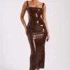Adoria Sequin Cut Out Maxi Dress – Chocolate