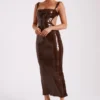 Adoria Sequin Cut Out Maxi Dress – Chocolate
