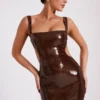 Adoria Sequin Cut Out Maxi Dress – Chocolate