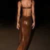 Adoria Sequin Cut Out Maxi Dress – Chocolate