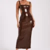 Adoria Sequin Cut Out Maxi Dress – Chocolate