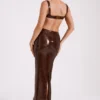Adoria Sequin Cut Out Maxi Dress – Chocolate