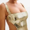 Adoria Sequin Cut Out Maxi Dress – Gold