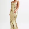 Adoria Sequin Cut Out Maxi Dress – Gold