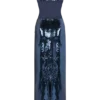 Adoria Sequin Cut Out Maxi Dress – Navy