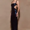 Adoria Sequin Cut Out Maxi Dress – Navy