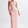 Adoria Sequin Cut Out Maxi Dress – Pale Pink