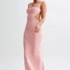 Adoria Sequin Cut Out Maxi Dress – Pale Pink