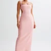 Adoria Sequin Cut Out Maxi Dress – Pale Pink