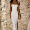 Adoria Sequin Cut Out Maxi Dress – White