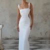 Adoria Sequin Cut Out Maxi Dress – White