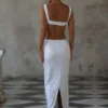 Adoria Sequin Cut Out Maxi Dress – White
