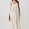 Adriana Satin Gathered Maxi Dress – Buttercream