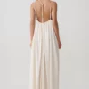 Adriana Satin Gathered Maxi Dress – Buttercream