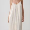 Adriana Satin Gathered Maxi Dress – Buttercream