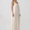 Adriana Satin Gathered Maxi Dress – Buttercream