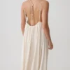 Adriana Satin Gathered Maxi Dress – Buttercream