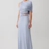 Adrienne One Shoulder Lurex Top – Pastel Blue