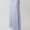 Adrienne Lurex Knot Maxi Skirt – Pastel Blue