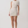 Adrienne One Shoulder Mesh Mini Dress – Polka Dot