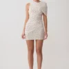 Adrienne One Shoulder Mesh Mini Dress – Polka Dot