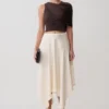 Adrienne One Shoulder Slinky Top – Chocolate