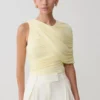 Adrienne One Shoulder Slinky Top – Lemon